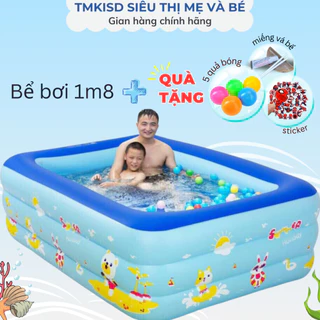 Hồ bơi cho bé 1m8 chất liệu cao cấp có đế chống trượt 🐋FREESHIP🐋 Bể phao bơi cho bé 3 tầng loại dày