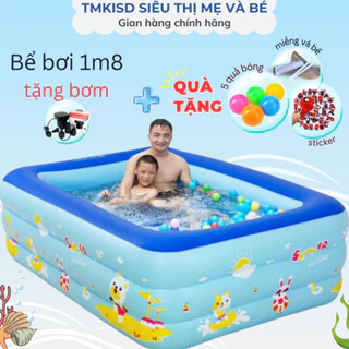 Bể phao bơi cho bé 1m8 🐋FREESHIP🐋 Hồ bơi cho bé loại to 3 tầng đáy 2 lớp chống trơn trượt an toàn