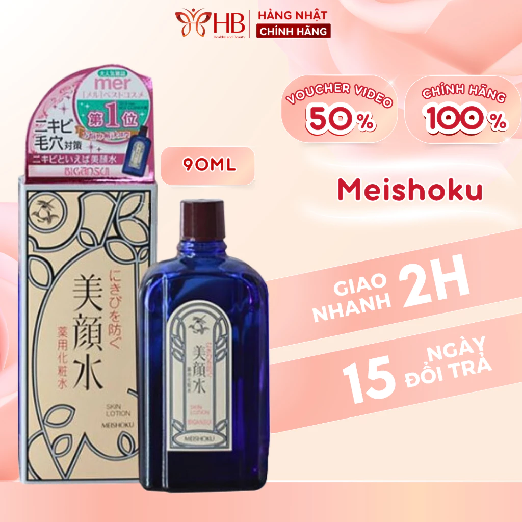 Nước hoa hồng ngừa mụn Meishoku Bigansui Nhật Bản 90ml, lotion Meishoku cấp ẩm, kiểm soát bã nhờn cho da dầu mụn