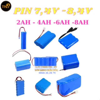 Pin 2S 7,4V -8,4V 2AH - 4AH -6AH - 8AH , PIN 8,4V dùng cho loa , đèn , quạt , máy cắt ( cell 18650 thường )