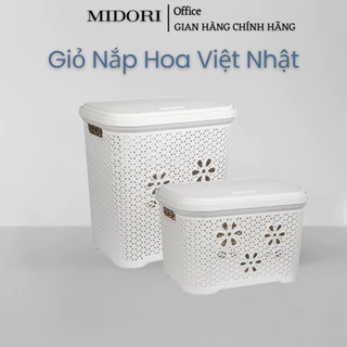 Giỏ đựng đồ nắp hoa Việt Nhật. Giỏ đựng đồ đa năng, màu sắc đẹp. Giỏ thâp có nắp đủ 3 màu