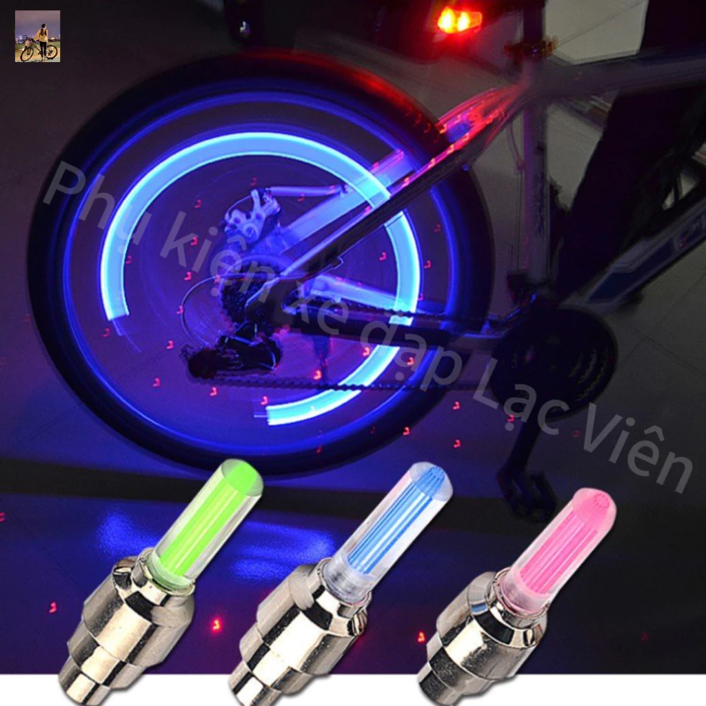 Bộ 2 Đèn Led Gắn Van Bánh Xe Đạp / Mô Tô Tiện Dụng 2 van xe phát sáng