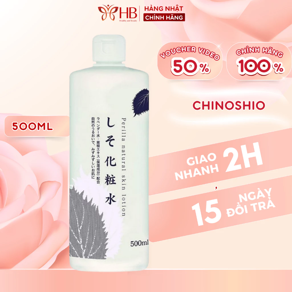 Nước hoa hồng tía tô Perilla Natural Skin Lotion 500ml Nhật Bản,  cấp ẩm, dịu da, toner tía tô cân bằng da cho da mụn