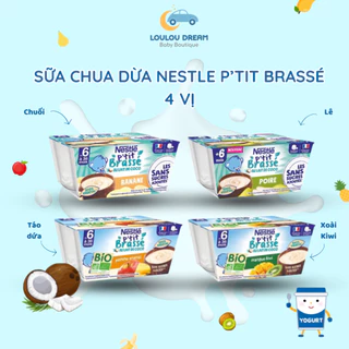 Sữa chua dừa Nestle Ptit Brasse nội địa Pháp cho bé dị ứng đạm bò từ 6m+