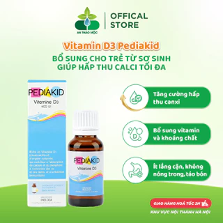 Bổ Sung Vitamin D3 Pediakid Cho Trẻ Từ Sơ Sinh Giúp Hấp Thu Calci Tối Đa.Lọ 20ml