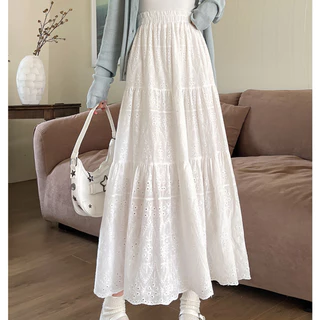 Chân váy nữ xếp ly eo cao thiết kế ren ngọt ngào, Váy chữ A xếp ly eo chun phong cách Hàn Quốc 3676