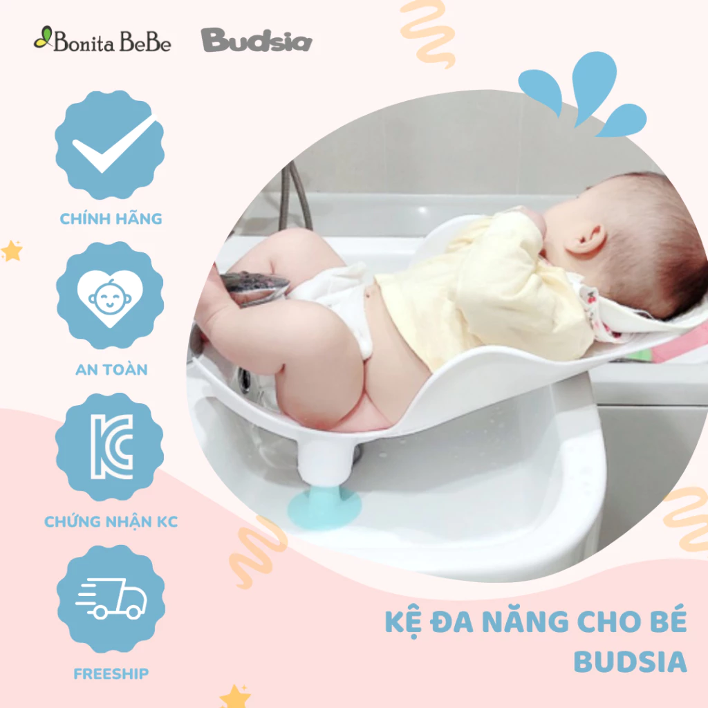 [Chính hãng Budsia] Kệ rửa vệ sinh đa năng cho bé từ 3 tháng tuổi trở lên nhập khẩu Hàn Quôc