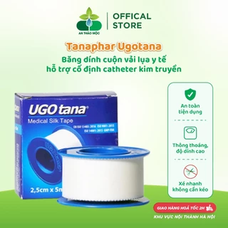 Băng dính cuộn vải lụa y tế TANAPHAR Ugotana hỗ trợ cố định catheter kim truyền thông thoáng độ dính cao dễ xé