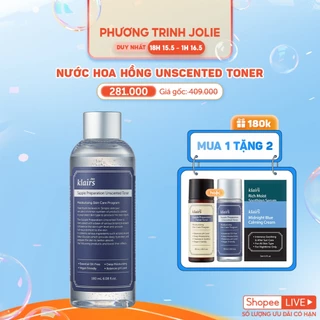 [Phương Trinh Jolie x Dear, Klairs] Nước hoa hồng Dear, Klairs Supple Preparation Unscented Toner 180ml