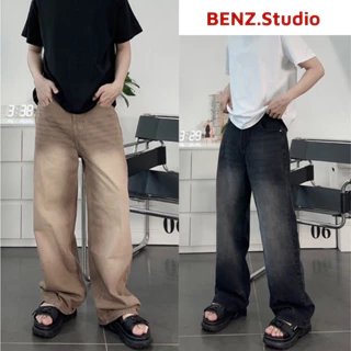 Quần jeans baggy nam form ống rộng unisex cạp cao phong cách Retro Benz