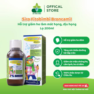 Siro Fitobimbi Broncamil hỗ trợ giảm ho làm mát họng dịu họng thông thoáng đường hô hấp lọ 200ml