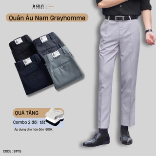 Quần Âu Nam Công Sở GRAYHOMME Dáng Ôm, Đứng Phom, Lịch Lãm, Co Giãn Nhẹ (BT115)