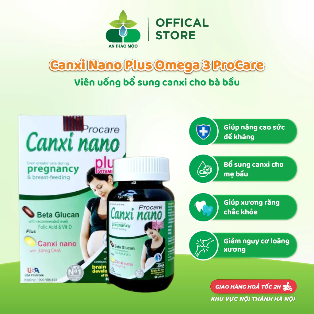 Viên uống Mediusa Canxi Nano Plus Omega 3 ProCare bổ sung canxi cho bà bầu giúp xương răng chắc khỏe tăng sức đề kháng