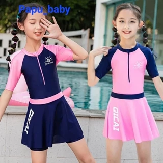 Váy bơi Papu_Baby áo+chân váy mẫu thể thao. Bikini bé gái 20-35kg