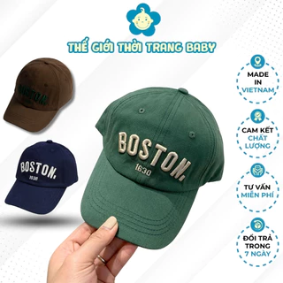 Mũ cho bé trai bé gái in chữ Boston chất vải kaki phong cách dễ thương, phù hợp với bé dưới 7 tuổi PNK47