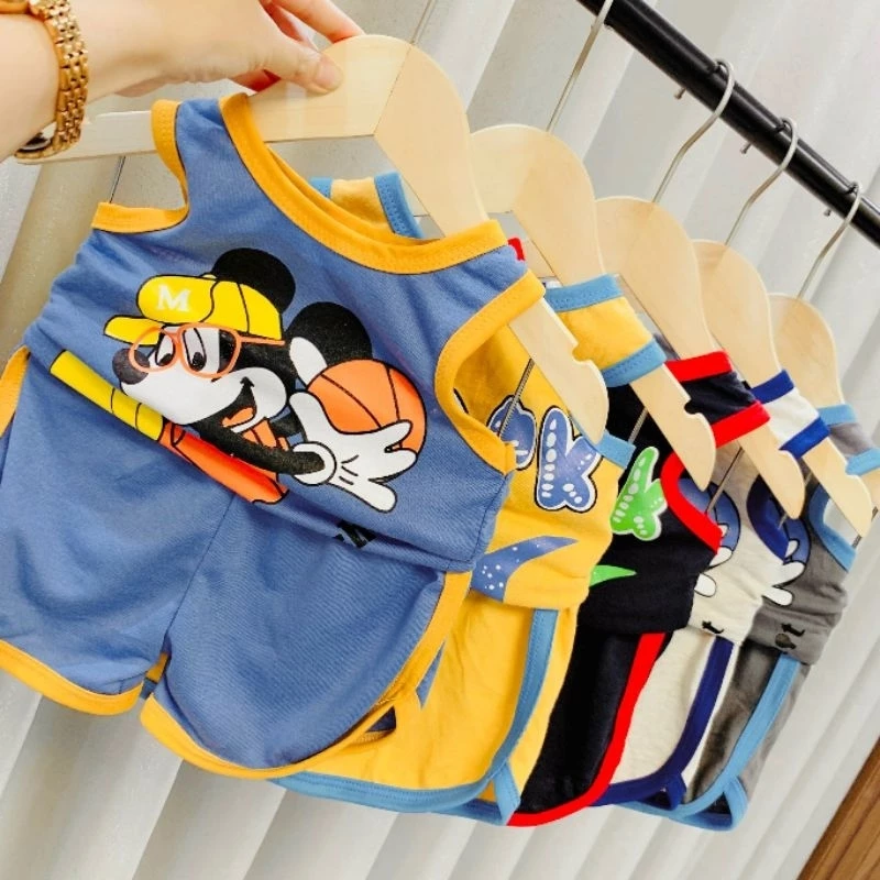 (6-15kg) Bộ ba lỗ thun cotton thoáng mát CỰC RẺ cho bé trai, bé gái