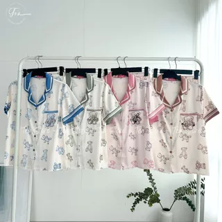 Bộ mặc nhà Pyjama cộc chất lụa TEA họa tiết Tea bear