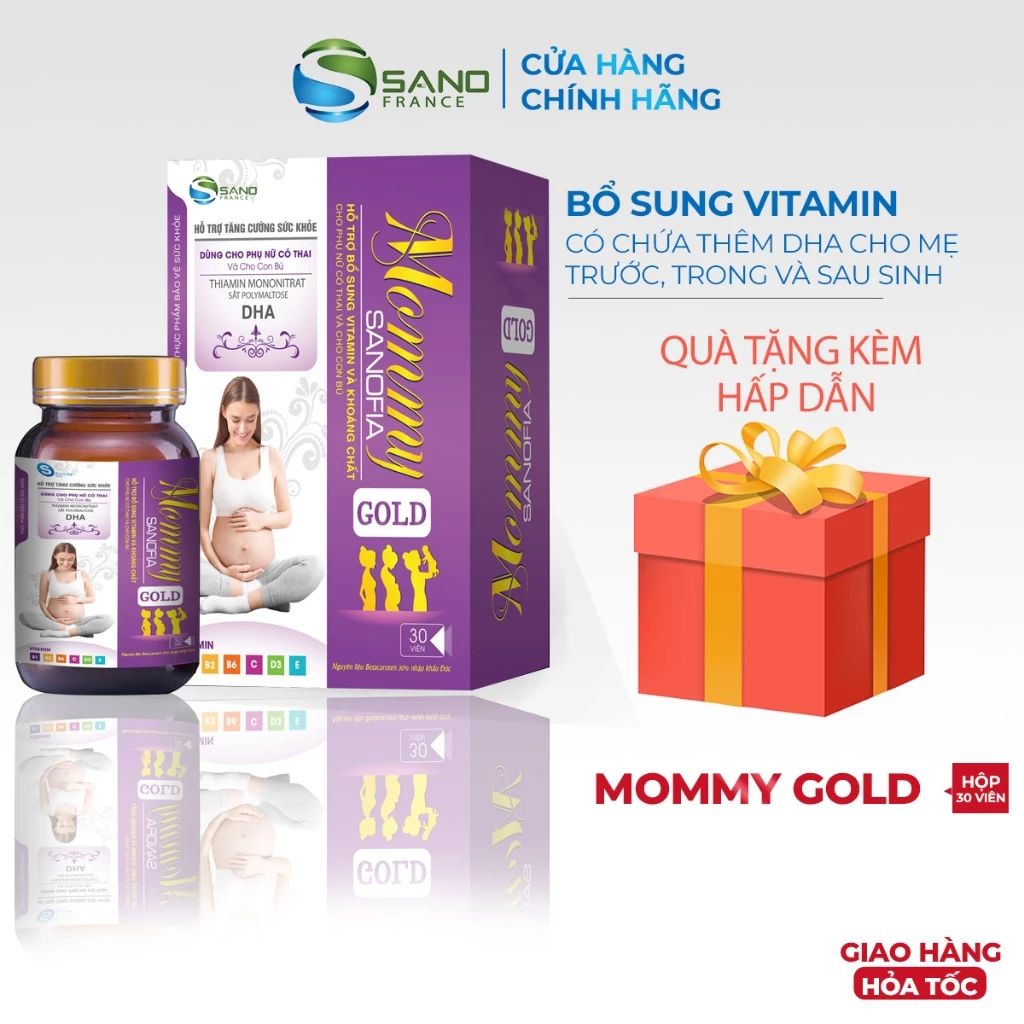 Vitamin tổng hợp Mommy Gold Sanofia tím cho bà bầu lọ 30 viên bổ sung vitamin và khoáng chất