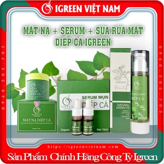 (2) COMBO 3 MÓN SỮA RỬA MẶT, SERUM, MẶT NẠ DIẾP CÁ, SẠCH KHUẨN, GIẢM MỤN, MỜ THÂM, KIỀM DẦU