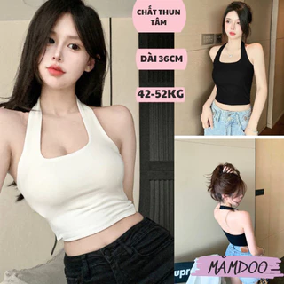 Áo Croptop Nữ Kiểu Yếm Hở Lưng Choàng Cổ Ôm Body Gợi Cảm, Áo THUN Yếm Nữ Chất Borip DÀY DẶN MĂMDOO