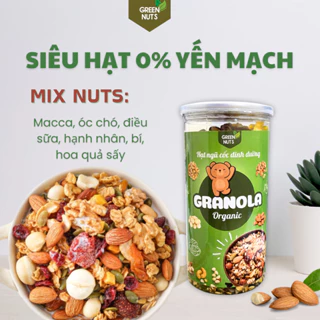 GRANOLA SIÊU HẠT 500G KHÔNG YẾN MẠCH HẠT GIÒN TO NƯỚNG MẬT ONG - GREEN NUTS