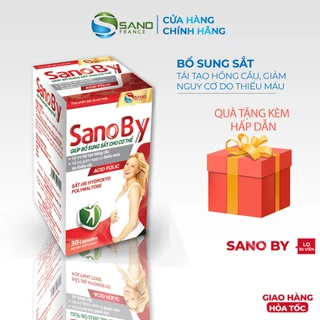 Viên uống bổ sung sắt Sano By  Lọ 30 viên bổ bầu bổ máu, Acid Folic, cải thiện tình trạng thiếu máu - Sanofia
