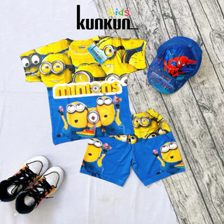 Quần áo bé trai KUNKUN TP104 ngắn tay Minions size đại từ 10-60kg - Đồ bộ trẻ em thun lạnh co giãn 4 chiều