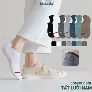 Combo 7 đôi tất đi giày lười nam Mr.Socks chống tuột gót, chất liệu cotton êm chân khử mùi hôi tốt - D16-A080-CB7