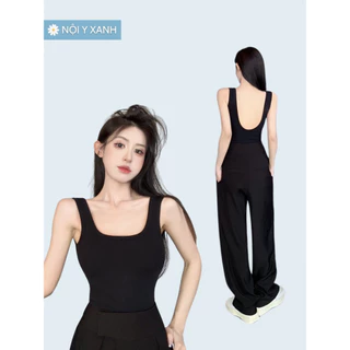 Áo ba lỗ thun gân màu trơn Noiyxanh croptop basic Có Đệm Ngực