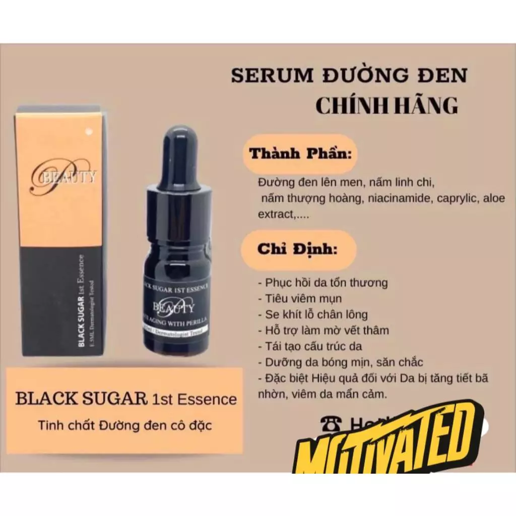 Serum giảm mụn đường đen Black Sugar Pbeauty, tinh chất căng bóng da, mờ thâm, dưỡng da.