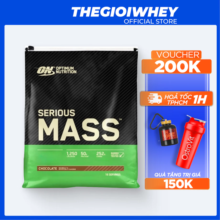 Sữa Tăng Cân, Tăng Cơ Cho Người Tập Gym OptimumNutrition SERIOUS MASS 12lb(5.4kg) Bổ Sung Đạm Calo