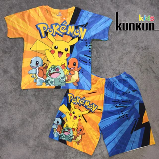 Quần áo trẻ em thun lạnh in 3D hình Pokemon KunKun Kid TP1024 - Đồ bộ bé trai size đại từ 10-60kg cao cấp