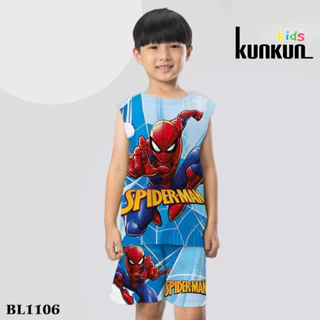 Bộ ba lỗ bé trai in 3d hình người nhện Spidernam thun lạnh cao cấp size đại từ 10-60kg KunKun BL1106