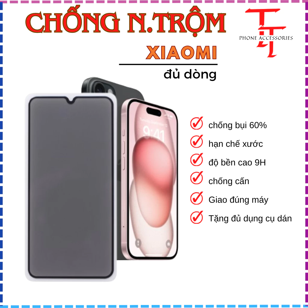 Cường lực Chống Nhìn Trộm Xiaomi Redmi Note 13 12 11 11s 10 10s 9 9s 8 Pro K50 K40 K30 9A 9C 9T 10C 10A 12 12C 13C (M)