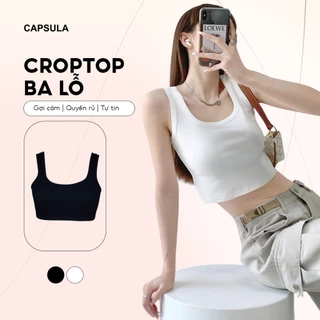 Áo croptop ba lỗ nữ Capsula, Áo 3 lỗ nữ gân tăm không đệm mút ôm body gợi cảm