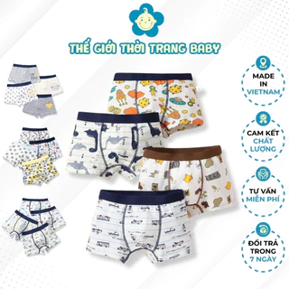 Combo set 4 quần lót bé trai từ 9kg đến 40kg họa tiết khác nhau, vải cotton co giản, không bí rít LGS