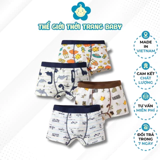 Combo 4 Quần lót bé trai họa tiết khác nhau, thun cotton thoáng mát không bí rít dưới 14 tuổi QS01 hàng cao cấp