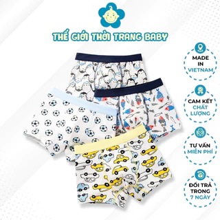 Combo 4 Quần lót bé trai họa tiết khác nhau, thun cotton thoáng mát không bí rít dưới 14 tuổi QS04 hàng cao cấp