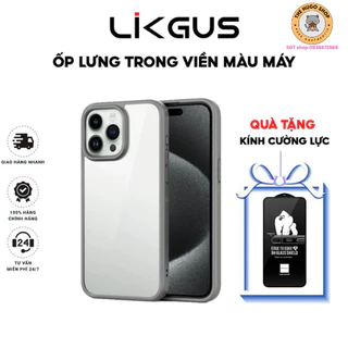 Ốp Lưng LIKGUS Chống Sốc Cho Iphone 12-13-14-15-15 pro max Trong Suốt Viền Màu - Bảo Vệ Camera Viền Kim Loại