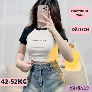 Áo Croptop Nữ LETTERING Tay Ngắn Ôm Body, Áo Baby Tee Dáng Croptop Kiểu Rút Dây Sexy Chất Borip MĂMDOO