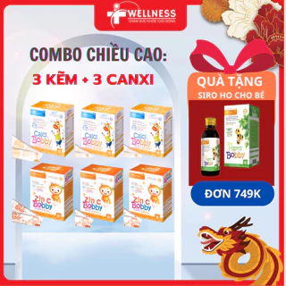 COMBO Cao: 3 Canxi hữu cơ cho bé CANXI BOBBY TW và 3 Kẽm ZIN C BOBBY KID TW Hanopharco