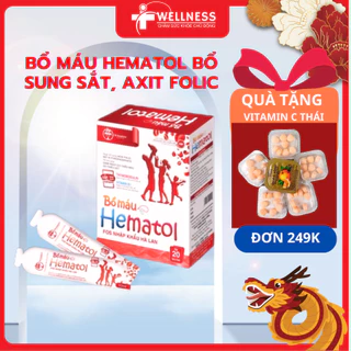 Bổ máu HEMATOL TW Hanopharco, bổ sung sắt, axit folic cho bà bầu, người thiếu sắt, hộp 20 ống*10ml