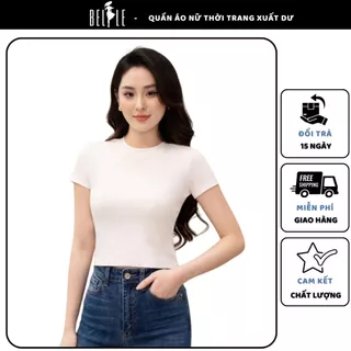 Áo Croptop Nữ Cổ Tròn Tay Ngắn Ôm Sát Body Chất Cotton Trơn Cao Cấp 3 Màu Basic Dễ Phối Đồ Cho Nàng FREESIZE AG214A