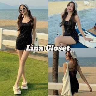 LINA CLOSET - Bộ liền bodysuit họa tiết hoa nhí đi biển chất thun tăm lạnh co dãn (sẵn mút ngực)