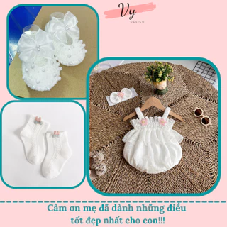 MV061 Set Body Bé Gái Kèm Phụ Kiện. Bodysuit Cho Bé Gái Sơ Sinh Thiết Kế Cao Cấp, Body Bé Gái Mùa Hè, Đầm Đầy Tháng