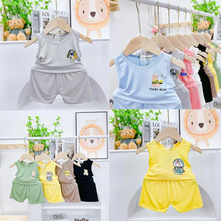 Bộ ba lỗ thun lạnh Minky Moom in hình con vật đáng yêu cho bé trai bé gái