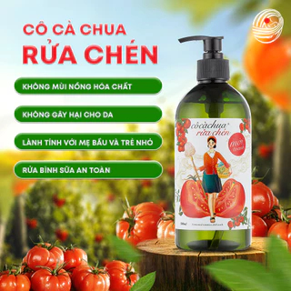 Nước Rửa Chén Bát Hữu Cơ 500ml Cô Cà Chua Mới Toanh An Toàn Bảo Vệ Da Tay Hương Bạc Hà Và Oải Hương