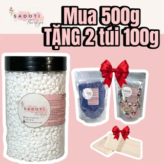 [TẶNG 200G+QUE GỖ] 500G Sáp wax lông nóng sữa dừa cao cấp SADOTI tẩy lông tay, chân, nách, bikini