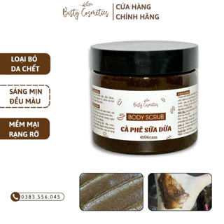 Tẩy Tế Bào Chết Body CÀ PHÊ SỮA DỪA  450G,Tẩy Da Chết Cà Phê Làm Sáng Da, Mịn Màng