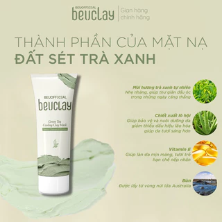 [CHÍNH HÃNG] Mặt nạ bùn BEUCLAY trà xanh, sáng da, se khít lỗ chân lông, kiềm dầu, giảm mụn cám-mụn đầu đen-sợi bac nhờn